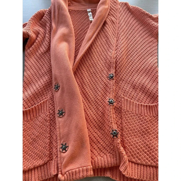 Lululemon Post Practice Cardi Knit Cardigan Coral Orange 6 - Picture 5 of 8